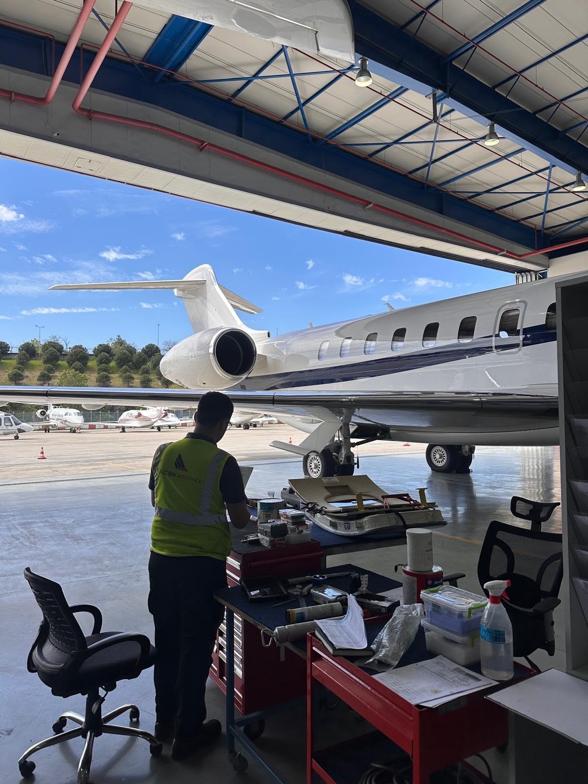Falcon Aerospace hangar and engineering team